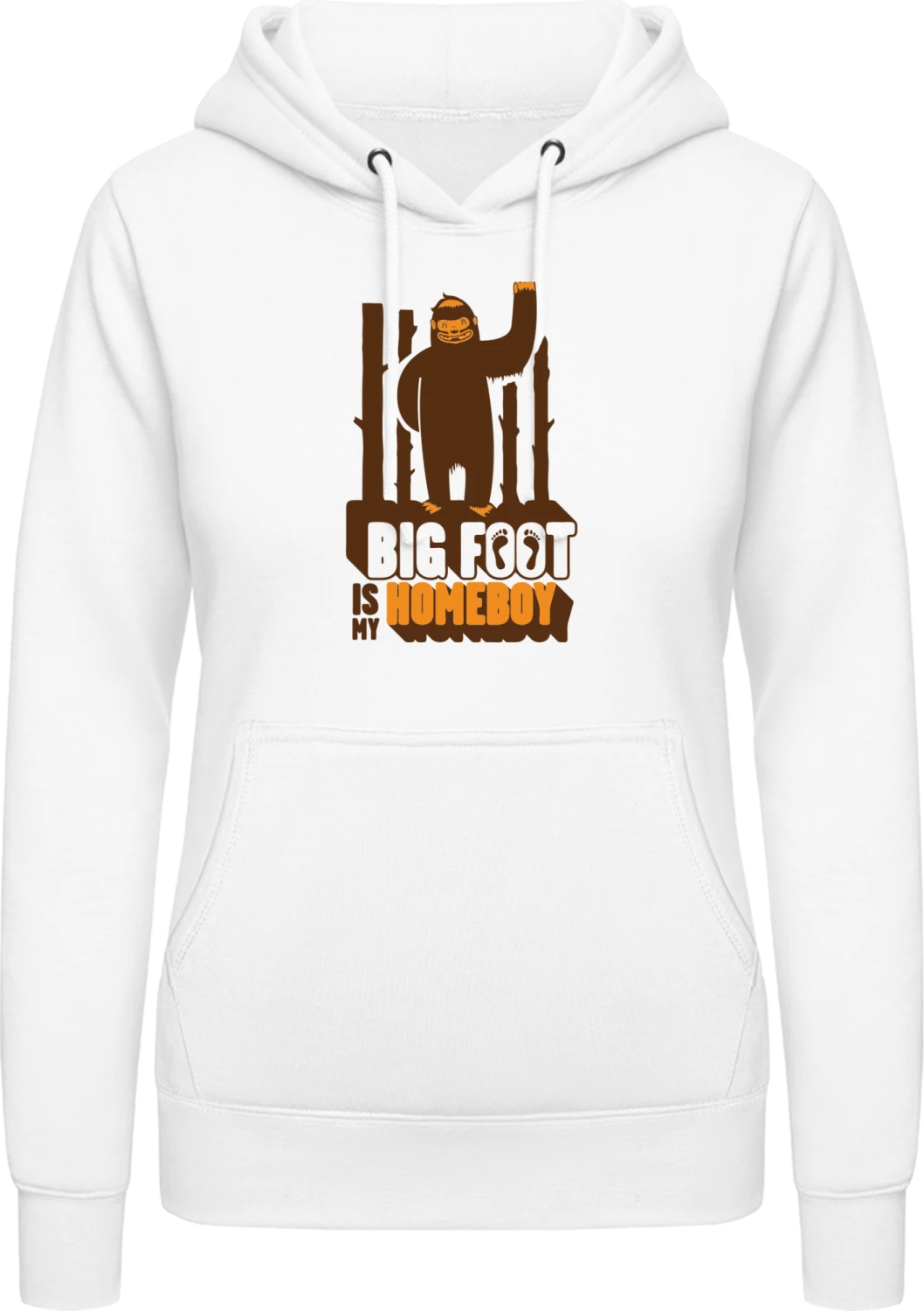 Bigfoot Homeboy - Arctic white AWDis ladies hoodie - Front