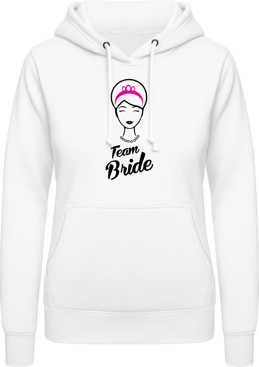 Bride Team Pink Crown - Arctic white AWDis ladies hoodie - Front