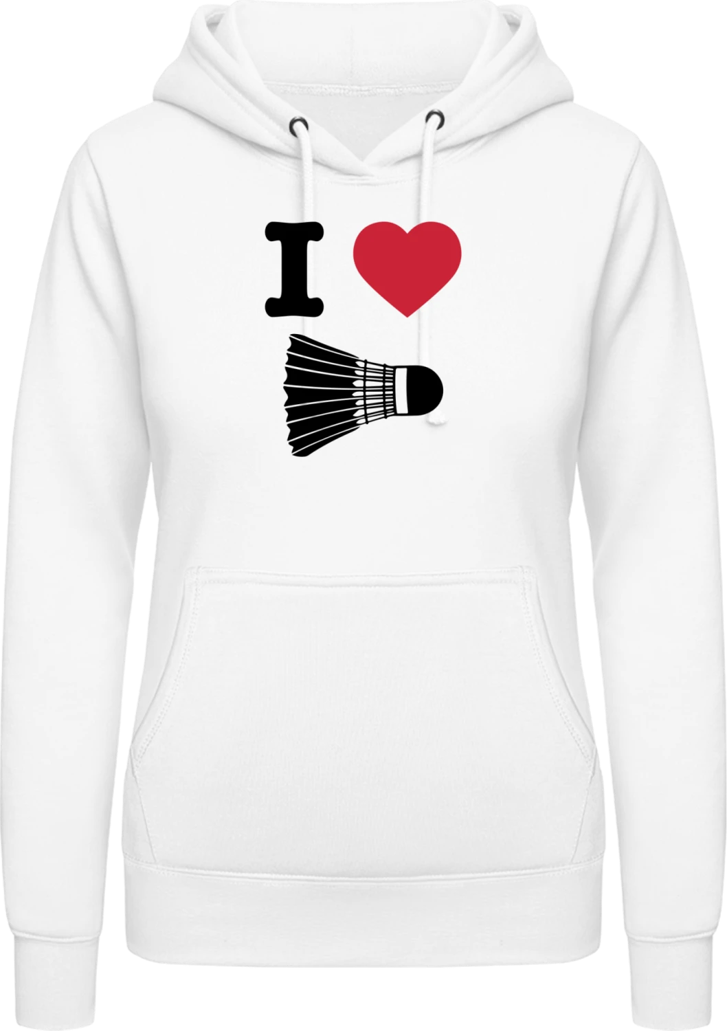 I Heart Badminton - Arctic white AWDis ladies hoodie - Front