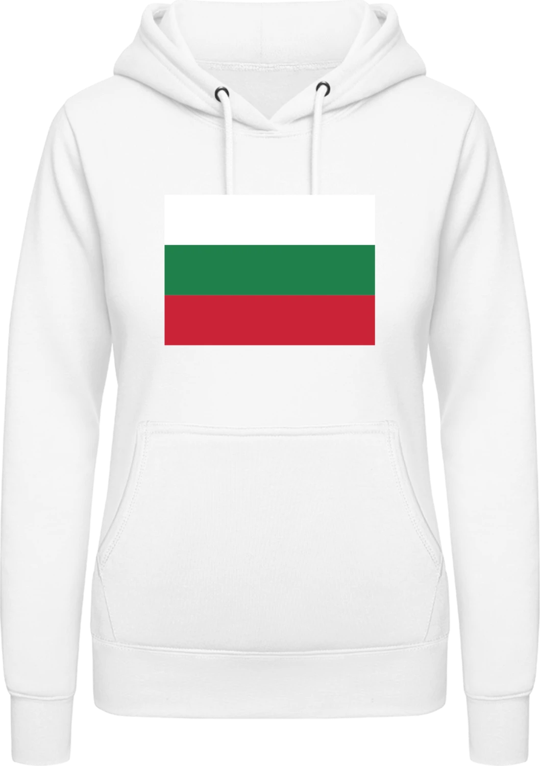 Bulgaria Flag - Arctic white AWDis ladies hoodie - Front