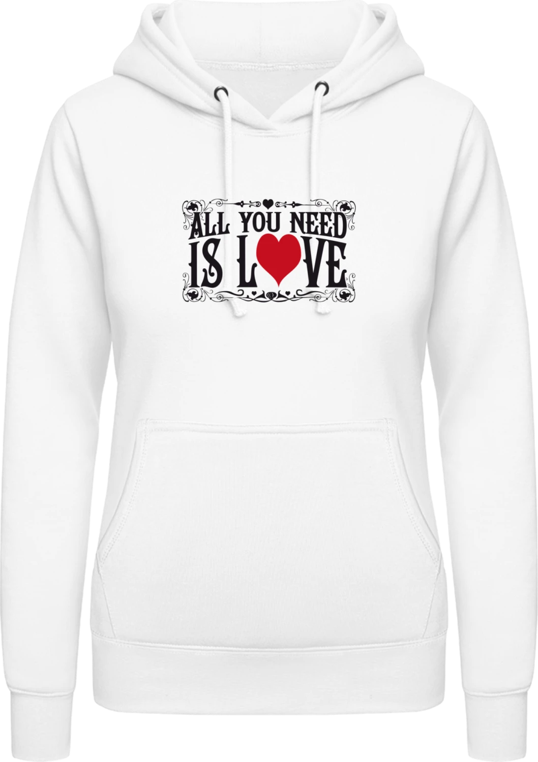 All You Need Is Love - Arctic white AWDis ladies hoodie - Front