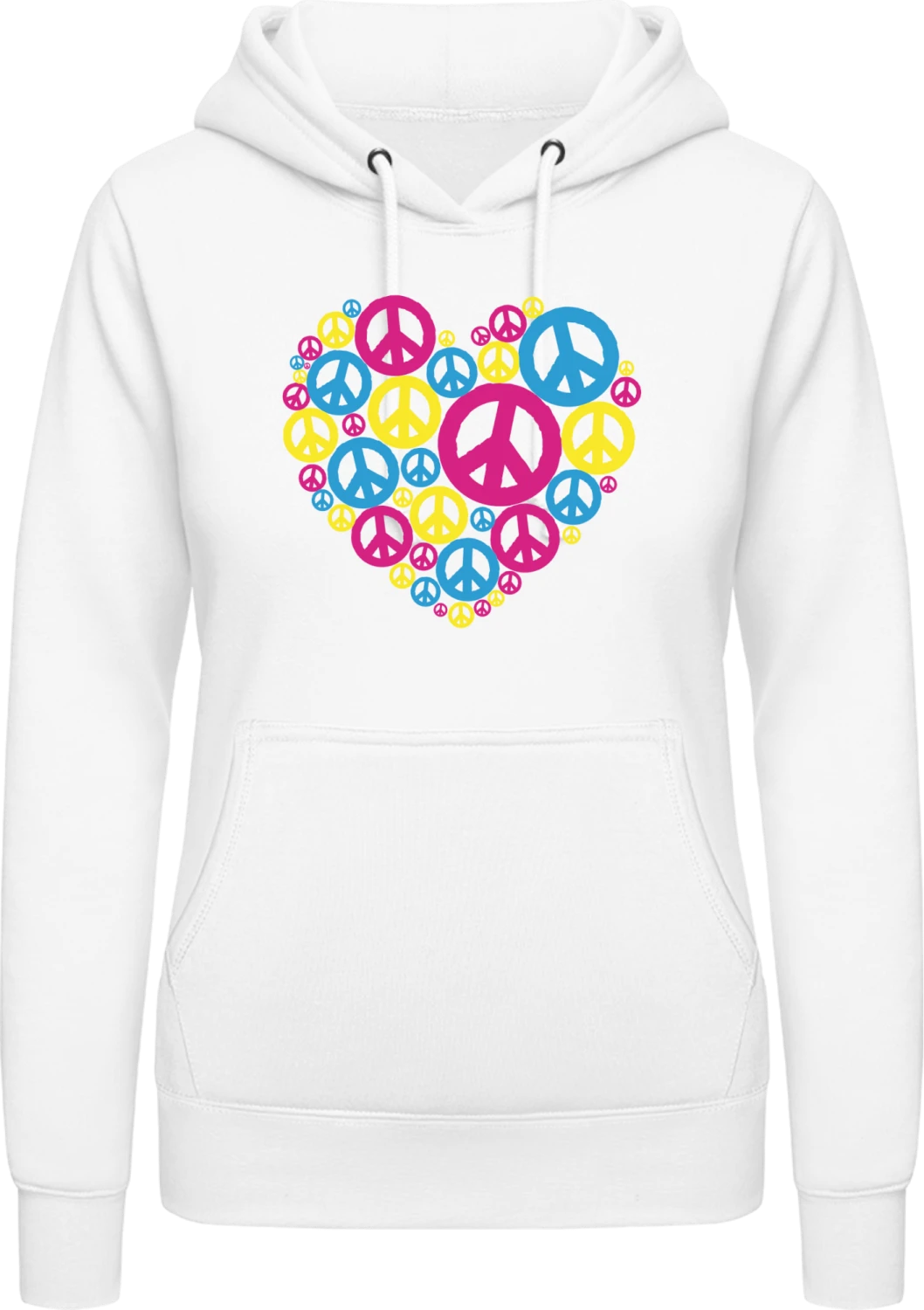 Love Peace - Arctic white AWDis ladies hoodie - Front