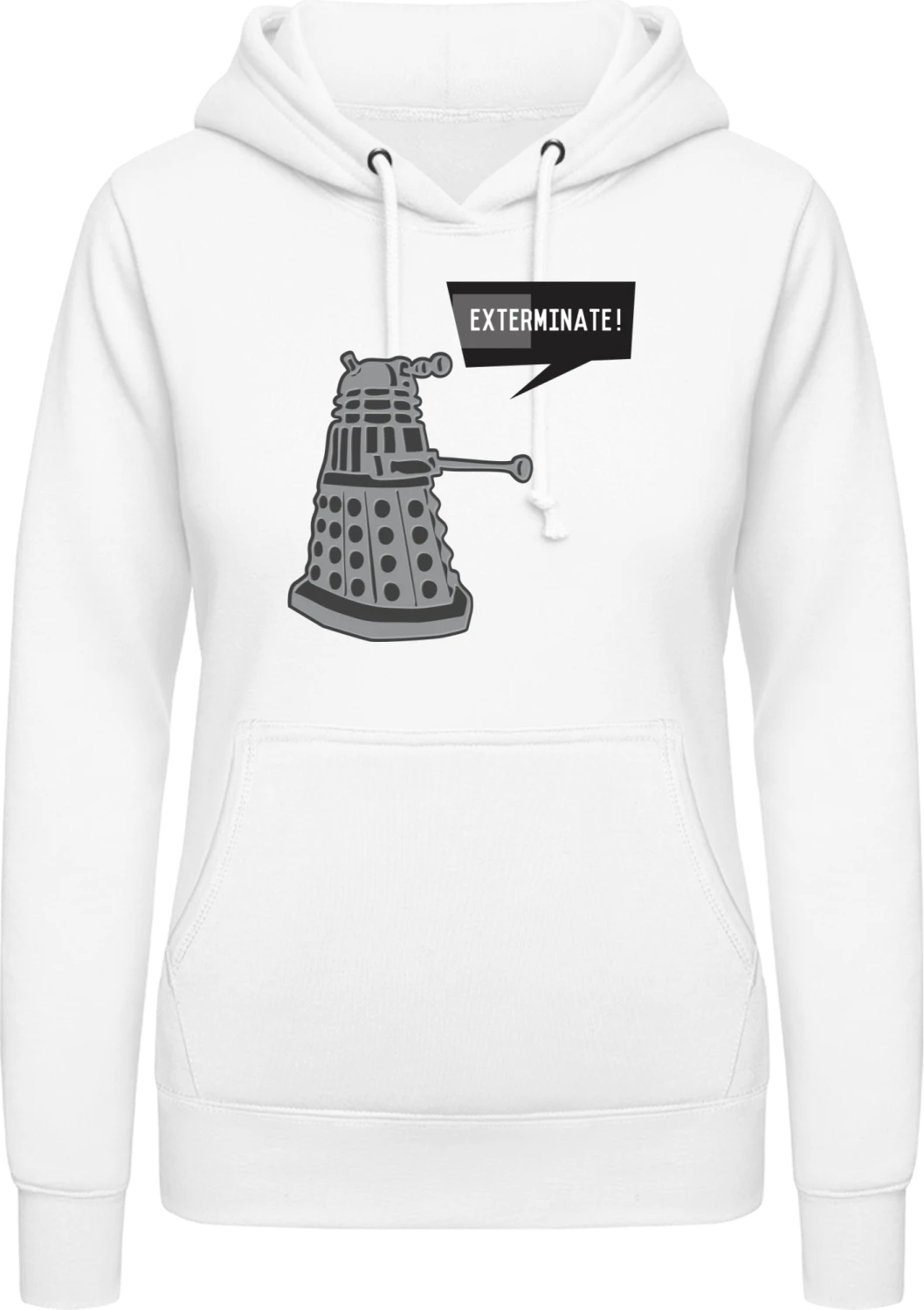 Exterminate - Arctic white AWDis ladies hoodie - Front