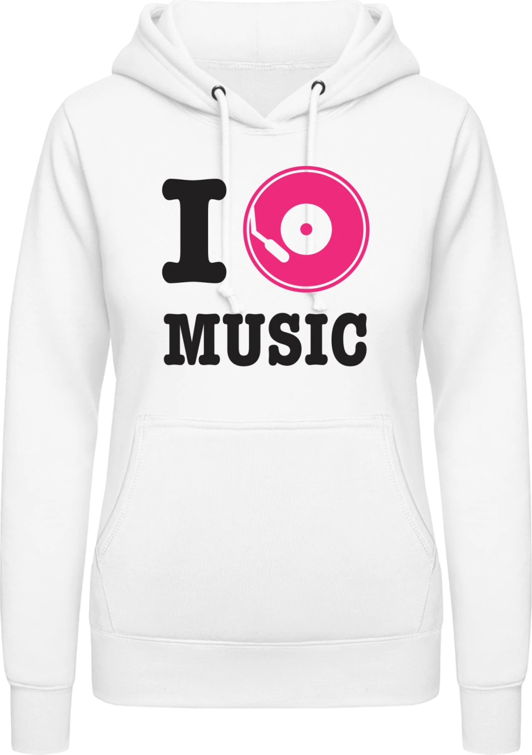 I Love Music - Arctic white AWDis ladies hoodie - Front