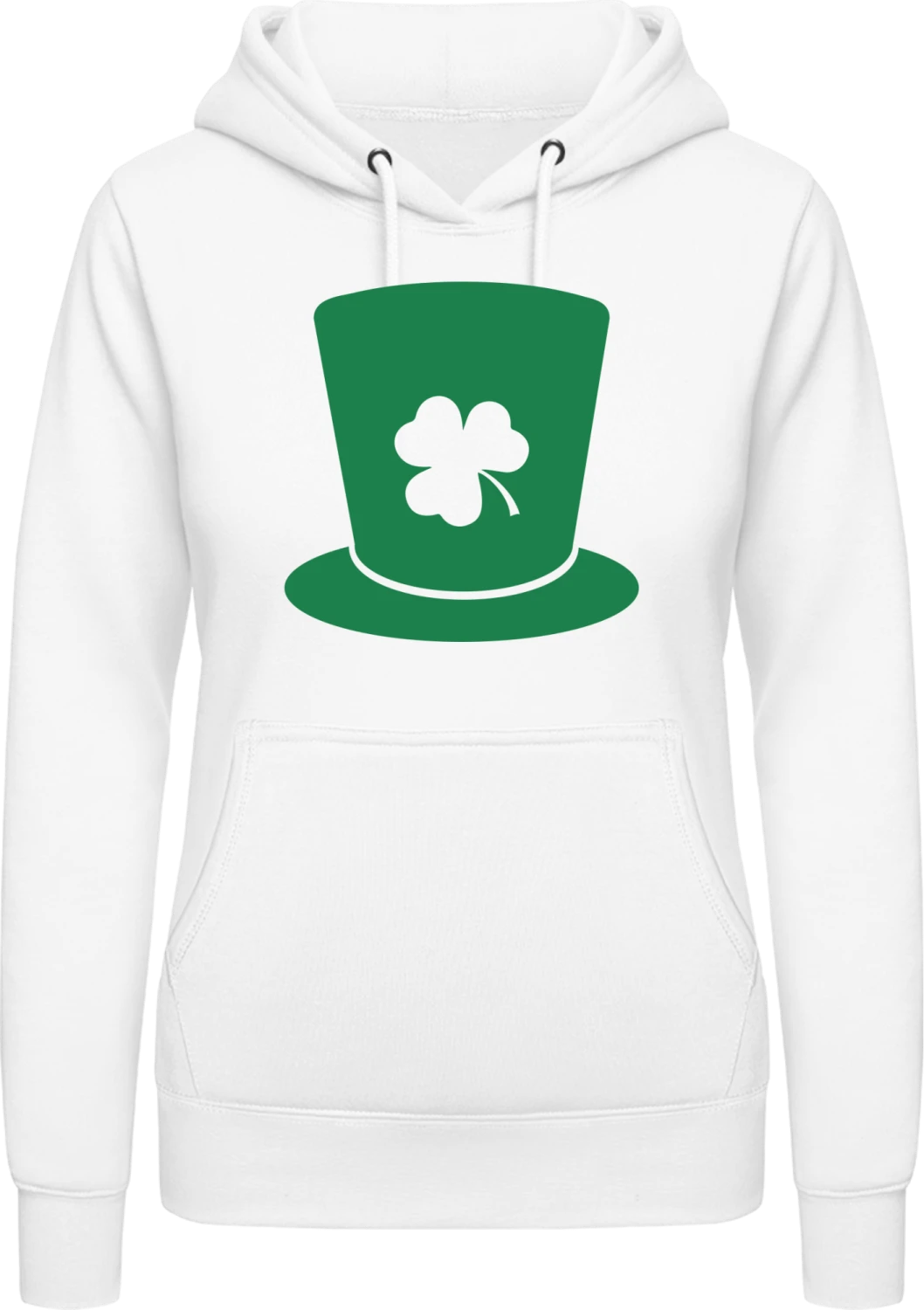 St. Patricks Day Hat - Arctic white AWDis ladies hoodie - Front