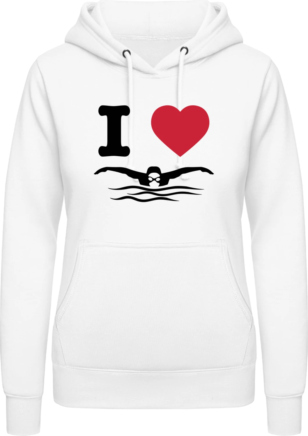 I Love To Swim - Arctic white AWDis ladies hoodie - Front