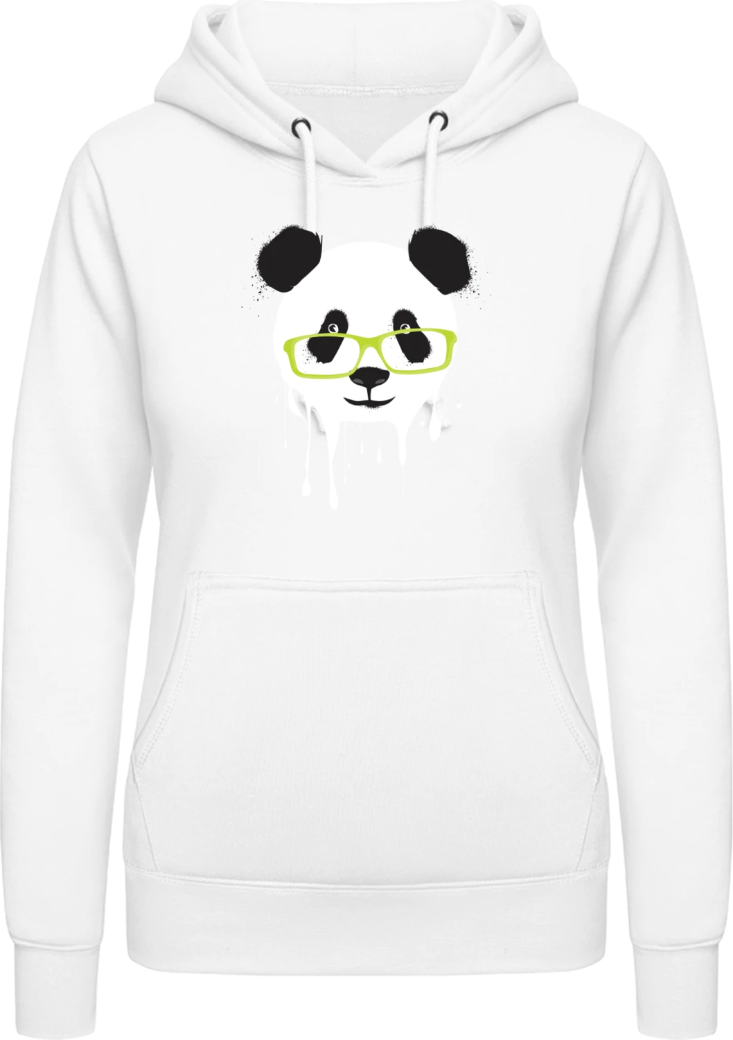 Stylish Panda - Arctic white AWDis ladies hoodie - Front