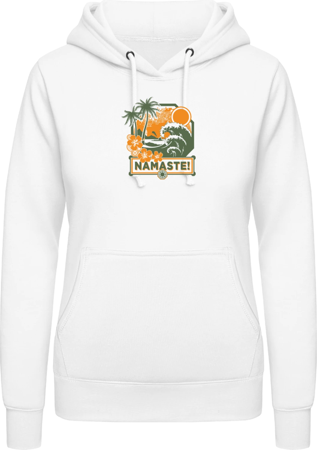 Namaste - Arctic white AWDis ladies hoodie - Front