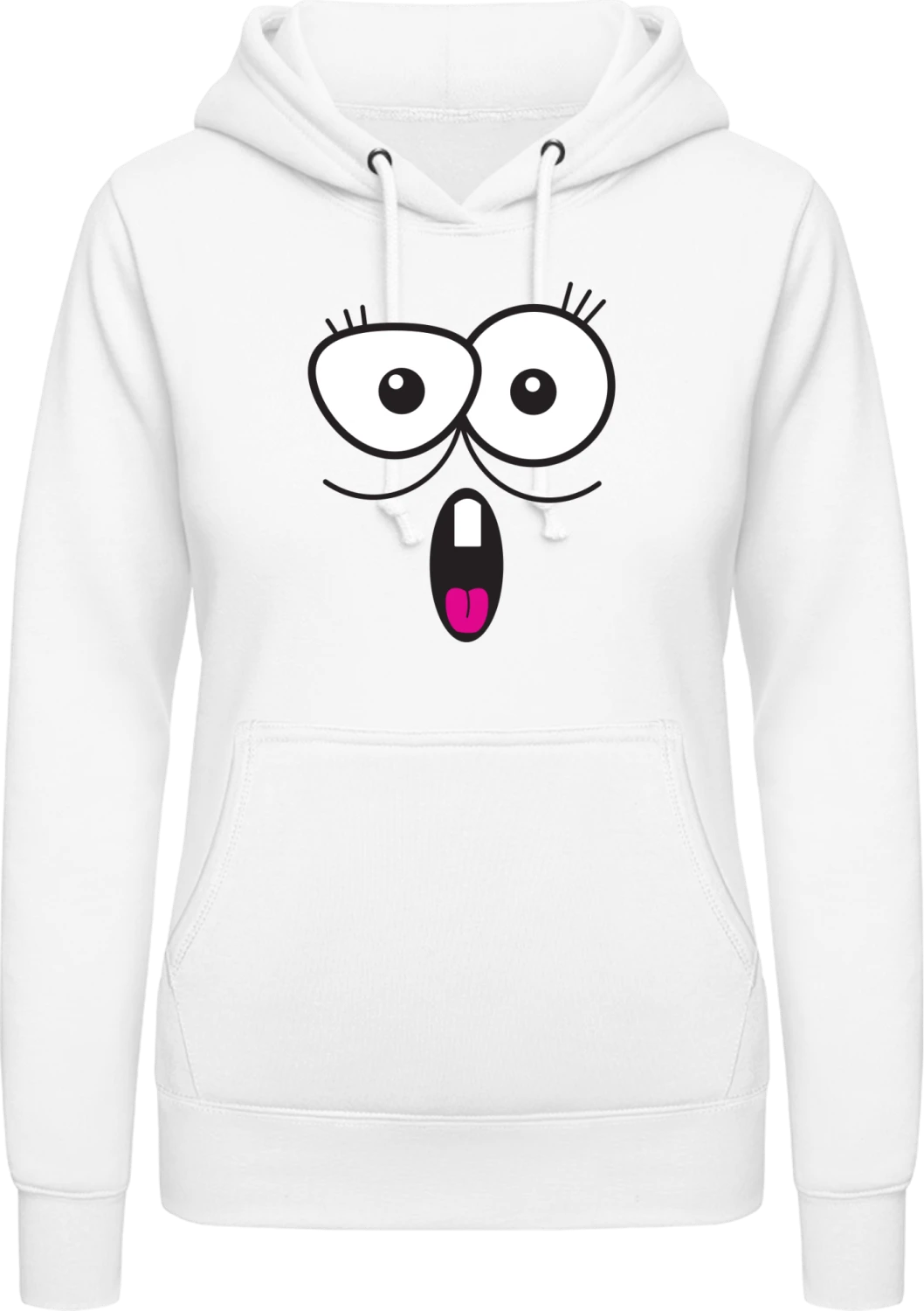 Comic Face Monster - Arctic white AWDis ladies hoodie - Front