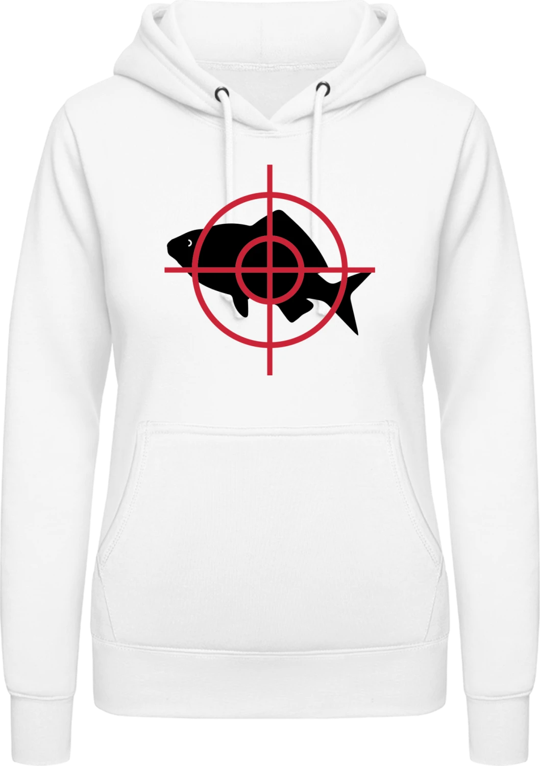 Fish Hunter - Arctic white AWDis ladies hoodie - Front