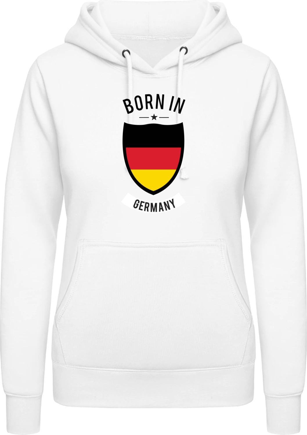 Born in Germany Star - Arctic white AWDis ladies hoodie - Front