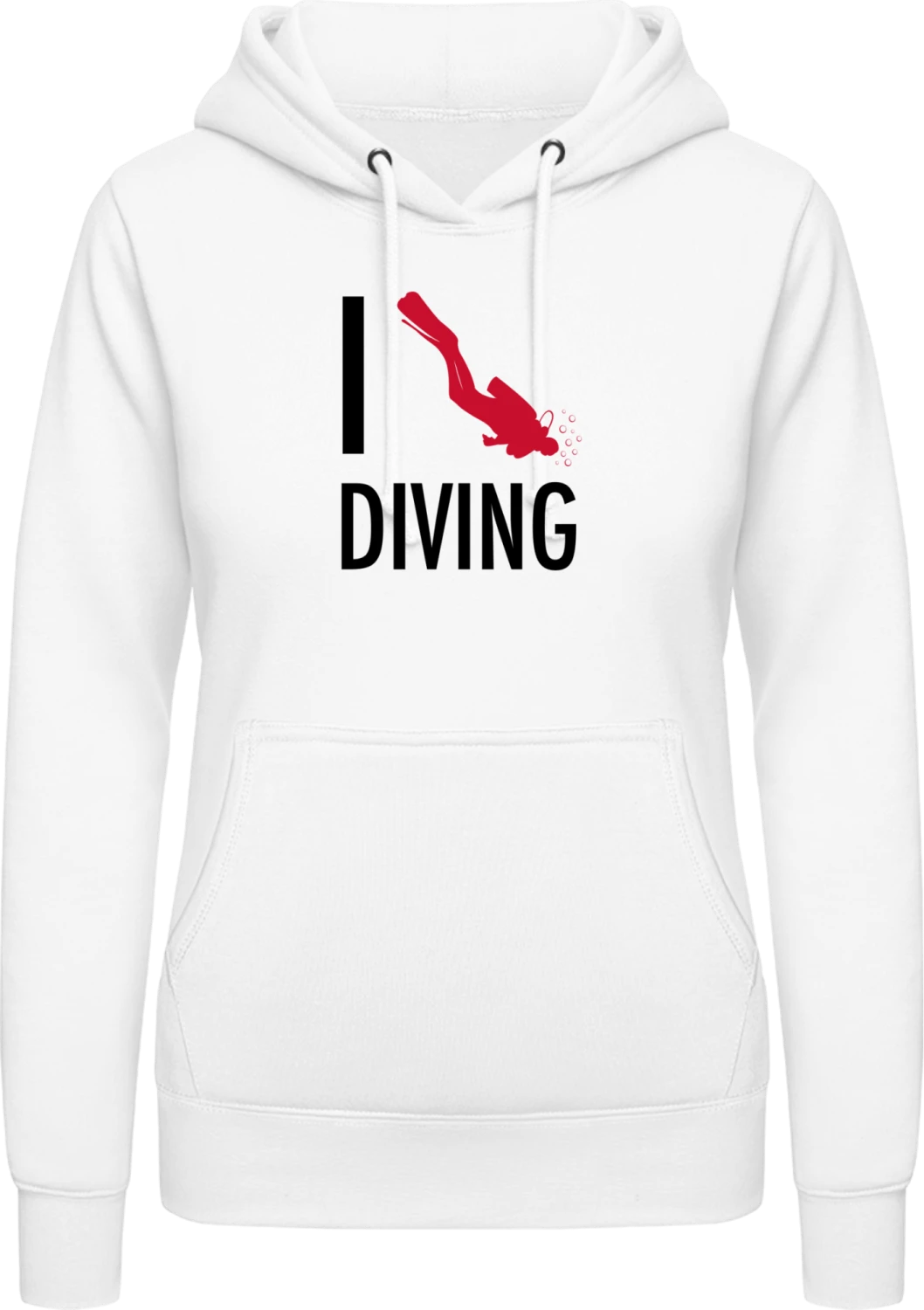 I Love Diving - Arctic white AWDis ladies hoodie - Front