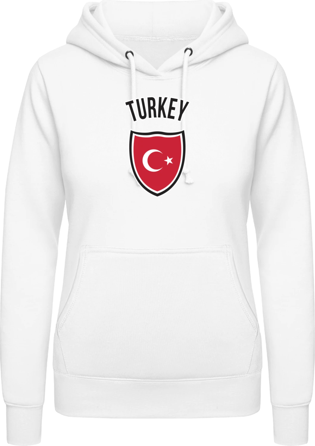 Turkey Flag Shield - Arctic white AWDis ladies hoodie - Front