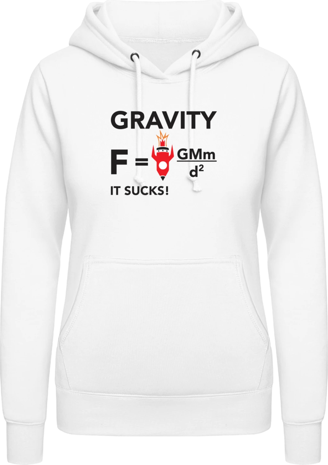 Gravity It Sucks - Arctic white AWDis ladies hoodie - Front