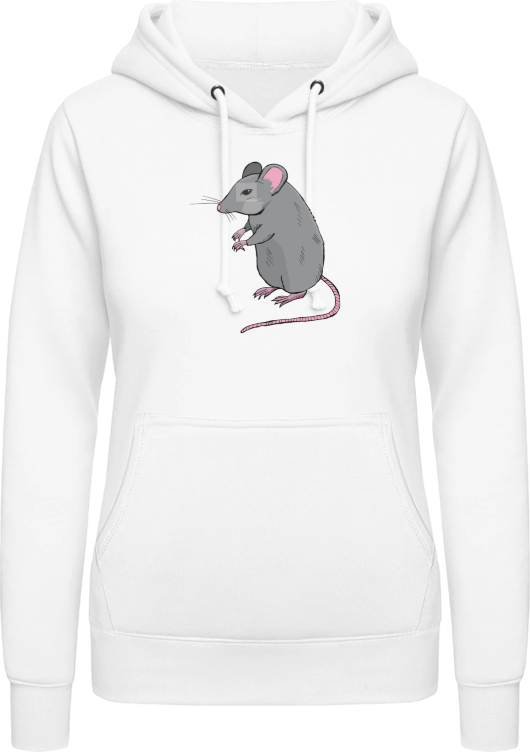 Mouse Realistic - Arctic white AWDis ladies hoodie - Front