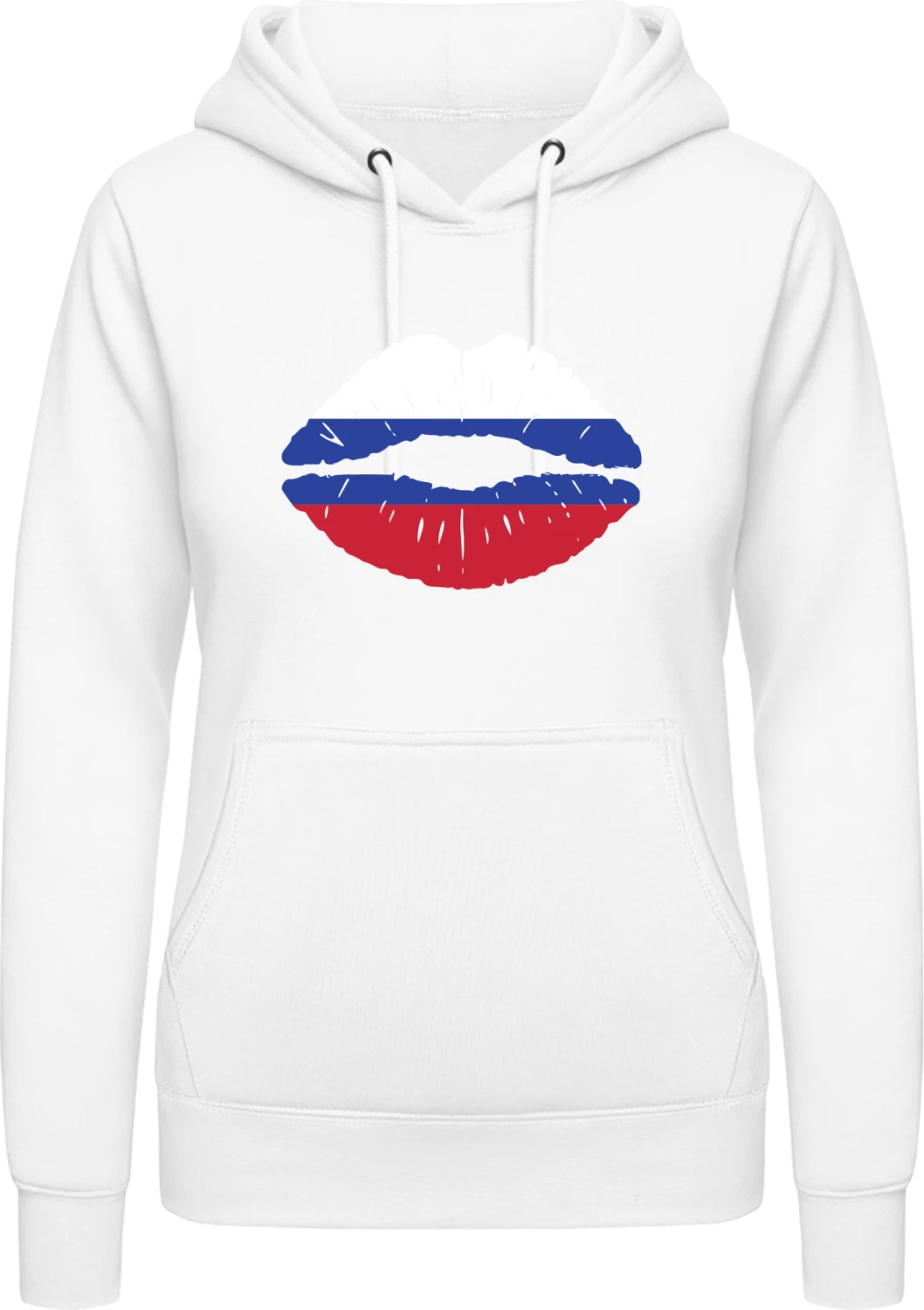 Russian Kiss Flag - Arctic white AWDis ladies hoodie - Front