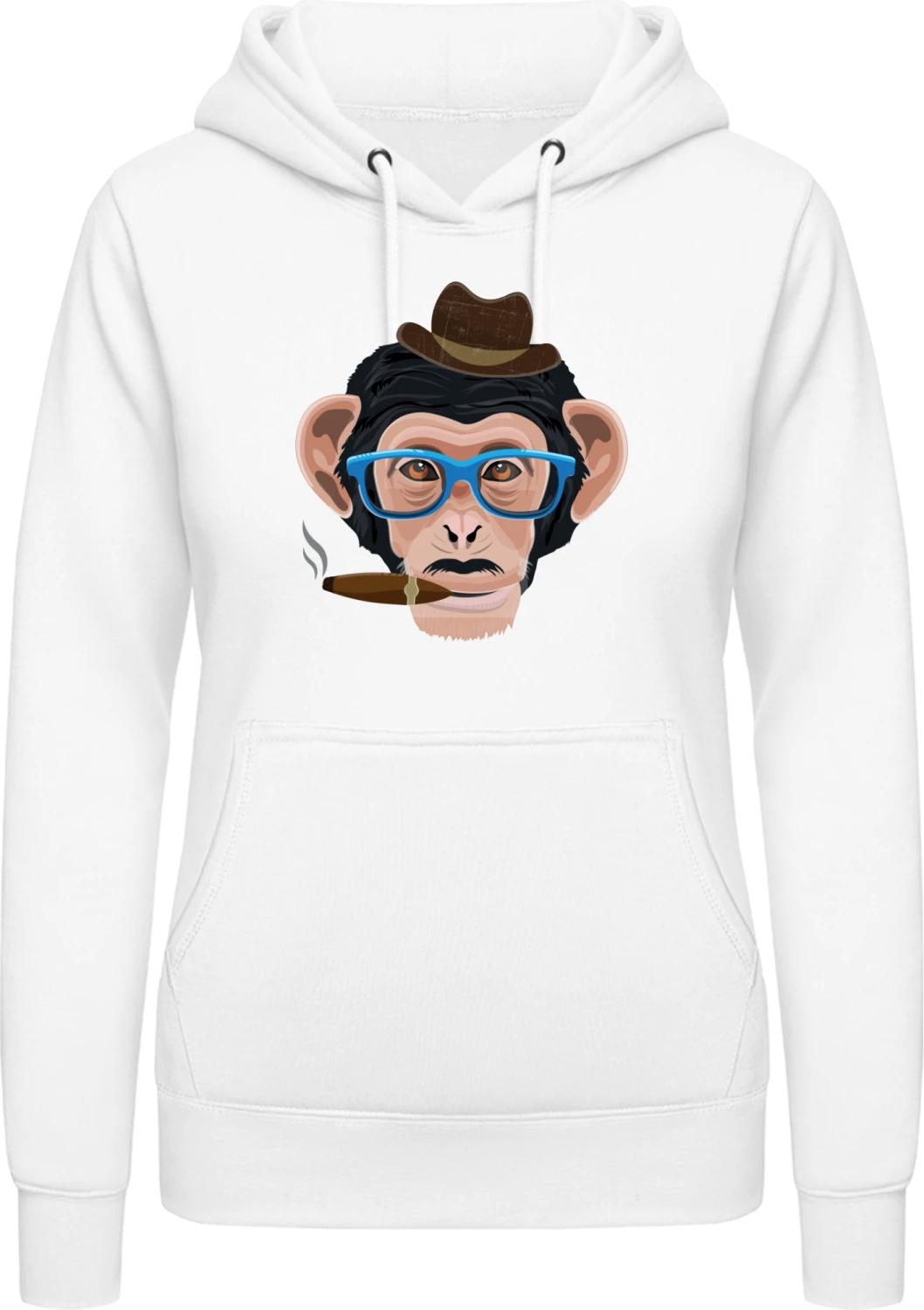 Funky Cuban Ape - Arctic white AWDis ladies hoodie - Front