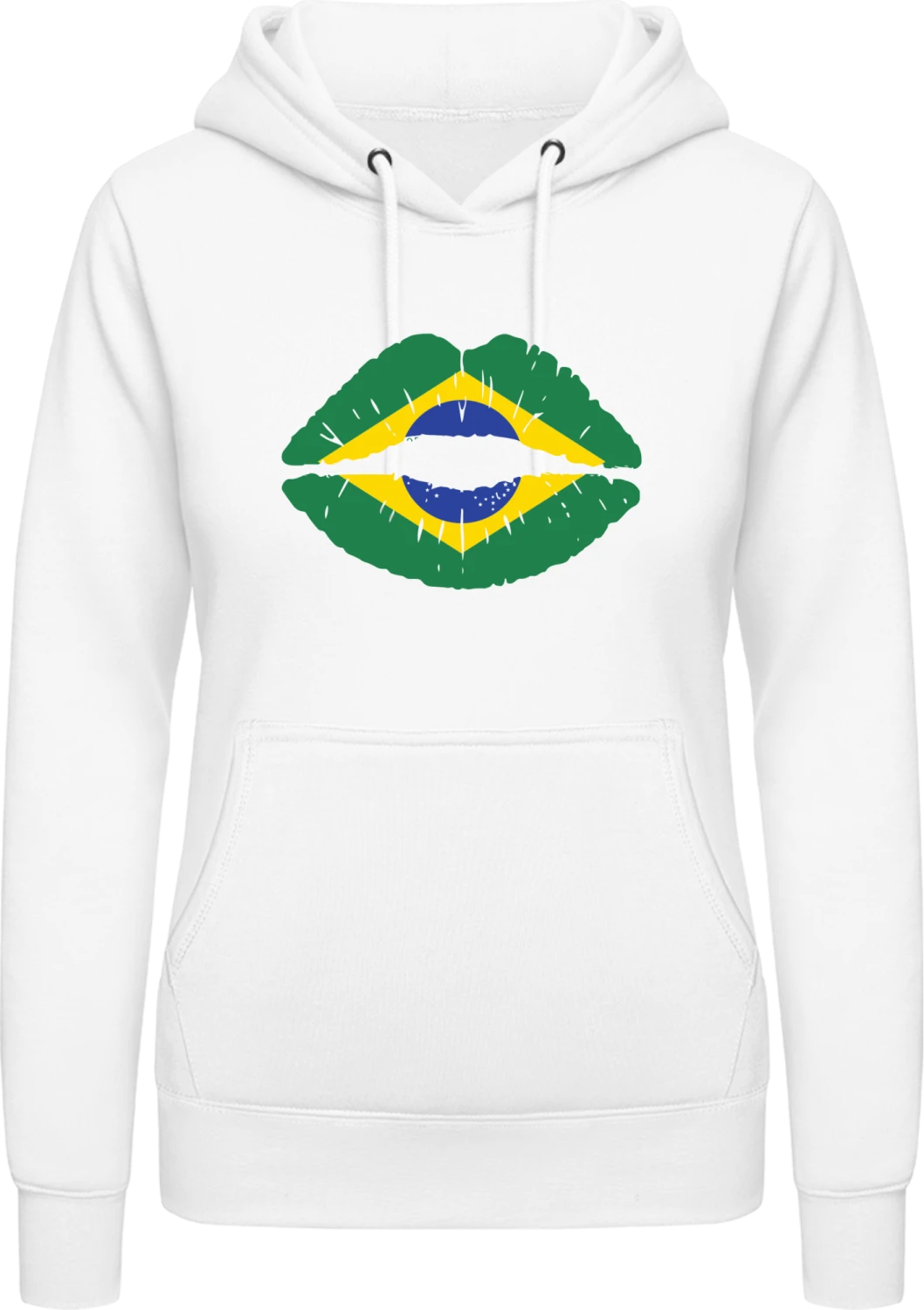 Brazil Kiss Flag - Arctic white AWDis ladies hoodie - Front