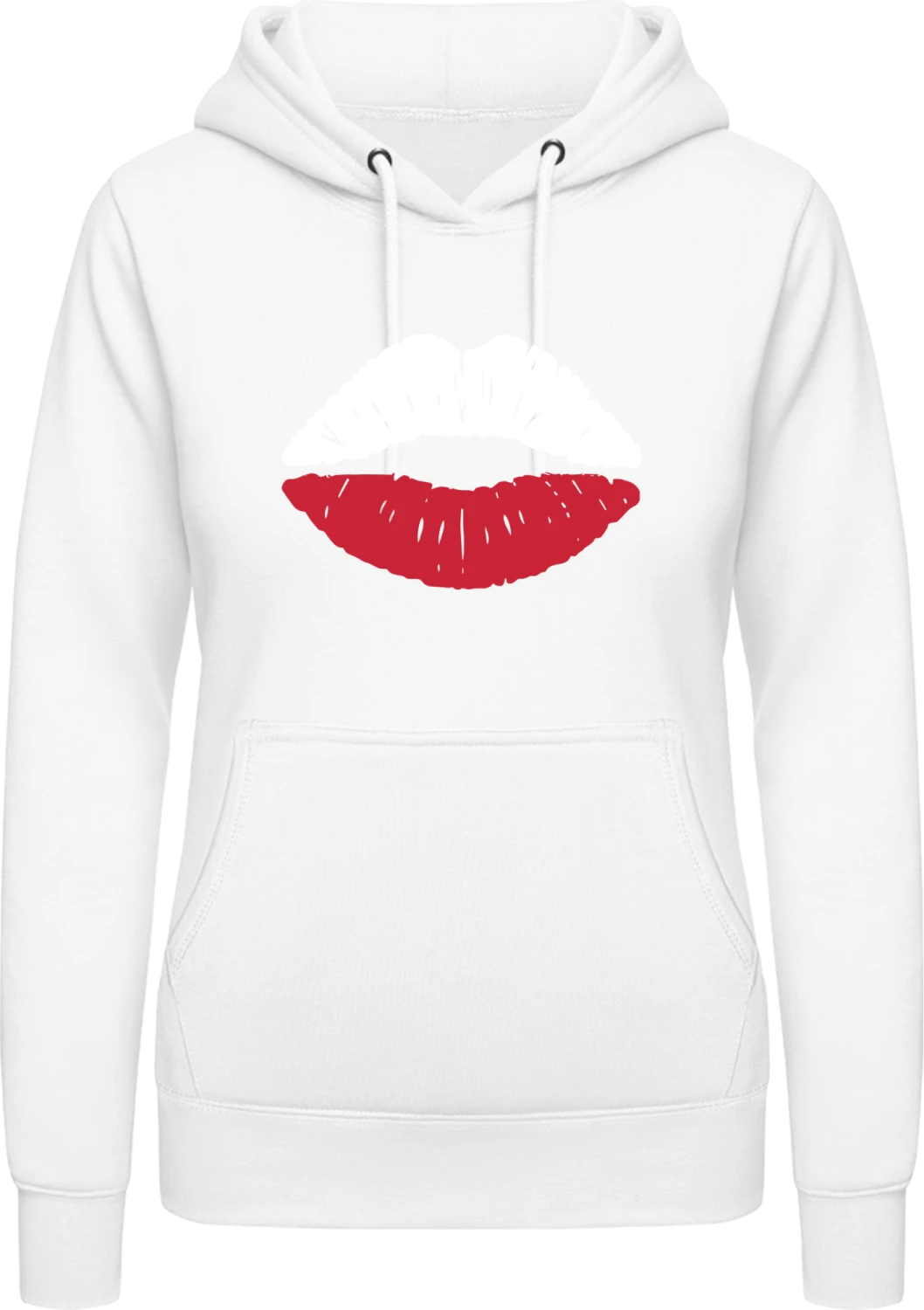 Polish Kiss Flag - Arctic white AWDis ladies hoodie - Front