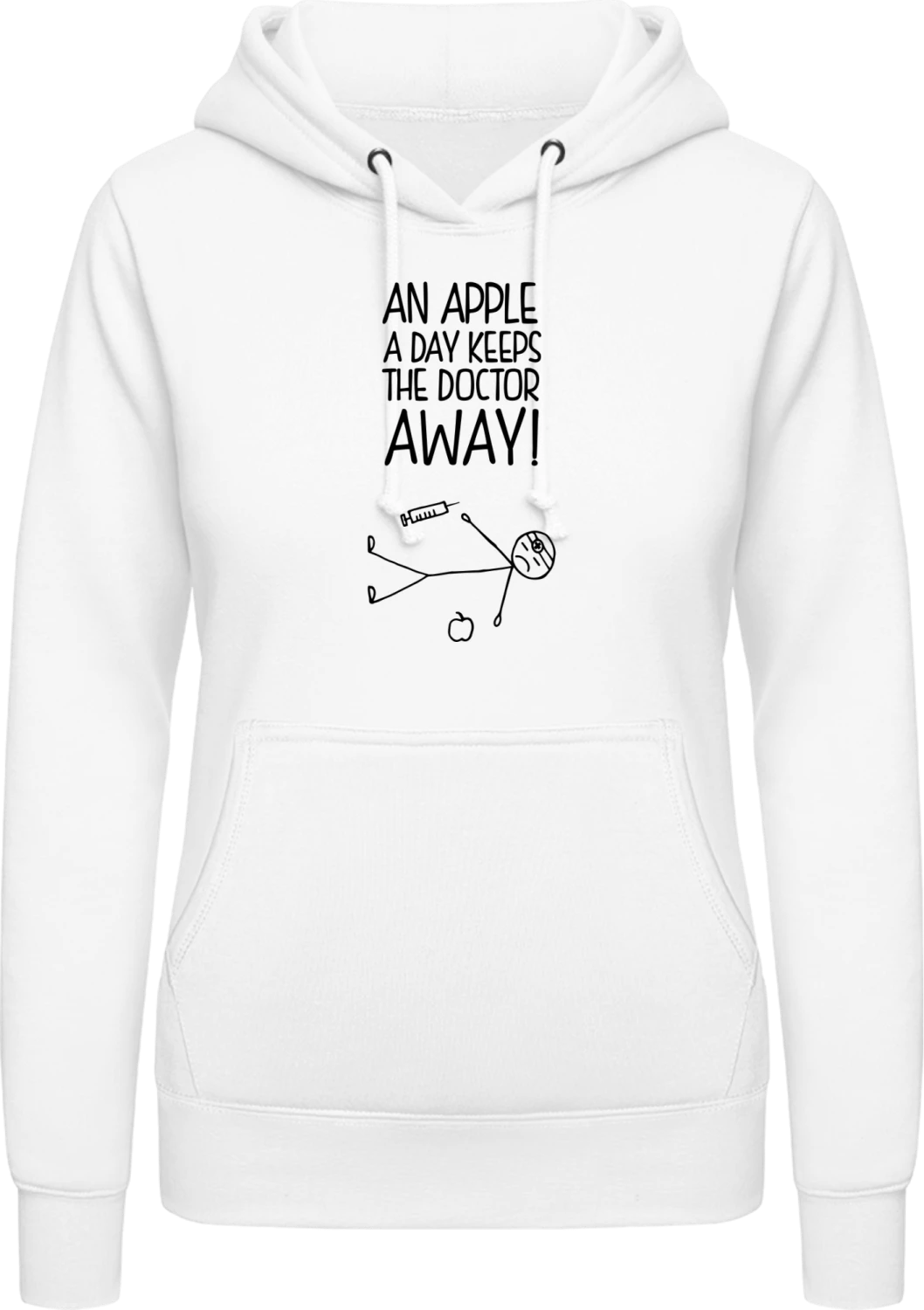 An Apple A Day Doctor Comic - Arctic white AWDis ladies hoodie - Front