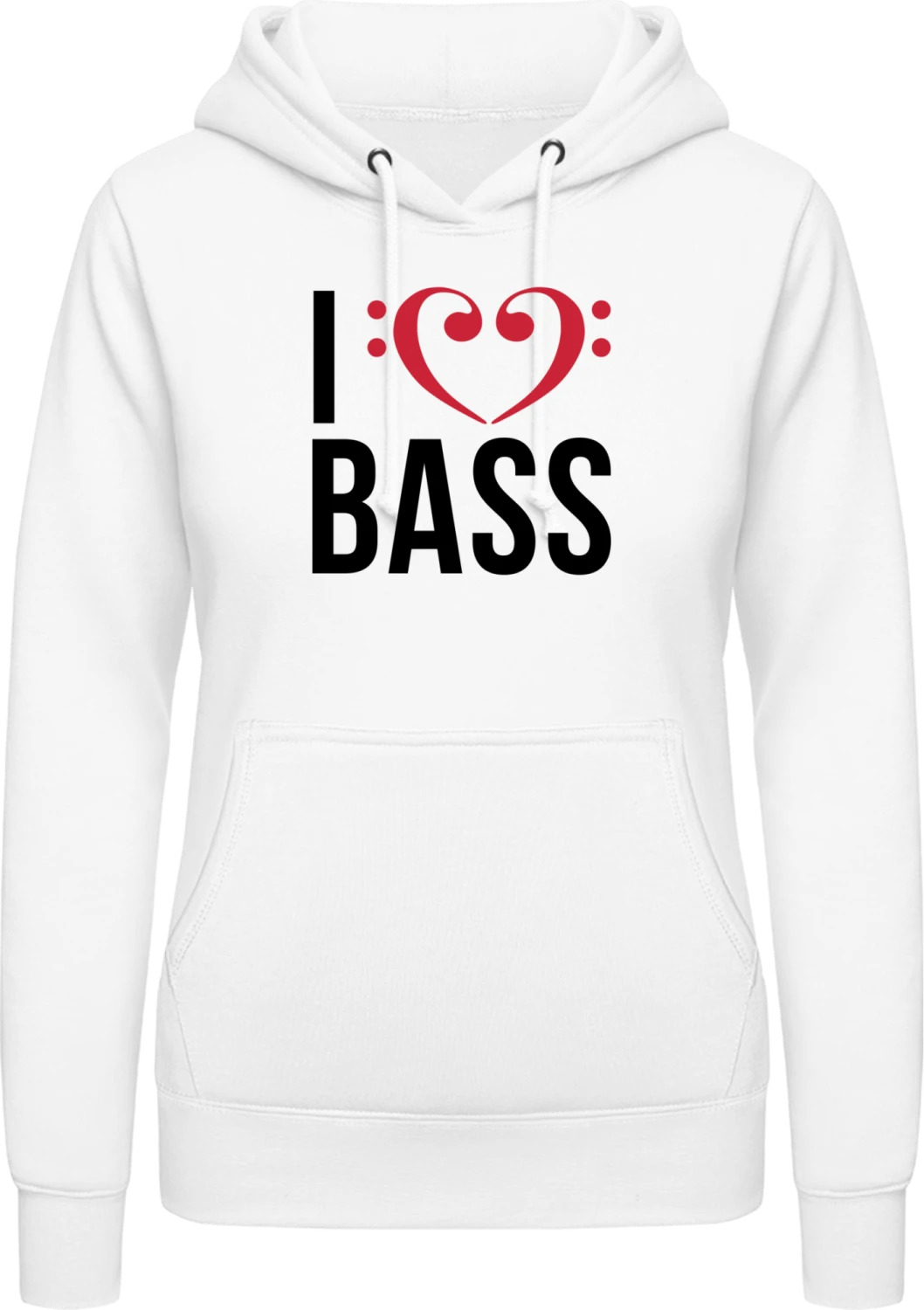 I Love Bass - Arctic white AWDis ladies hoodie - Front