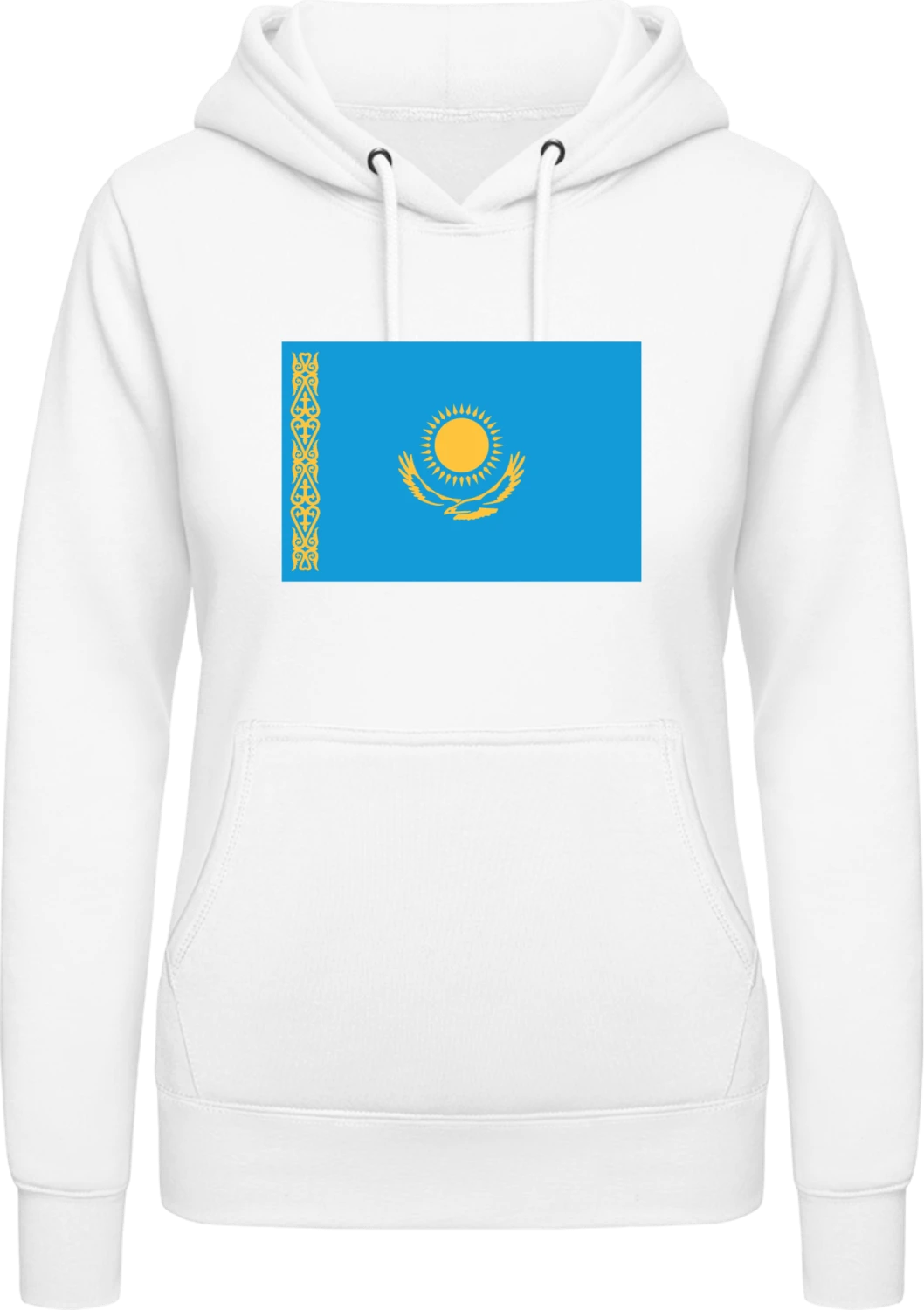 Flag of Kazakhstan - Arctic white AWDis ladies hoodie - Front