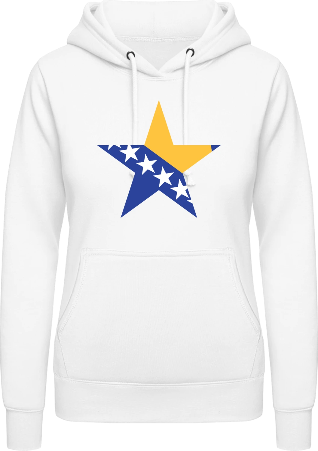 Bosnian Star - Arctic white AWDis ladies hoodie - Front