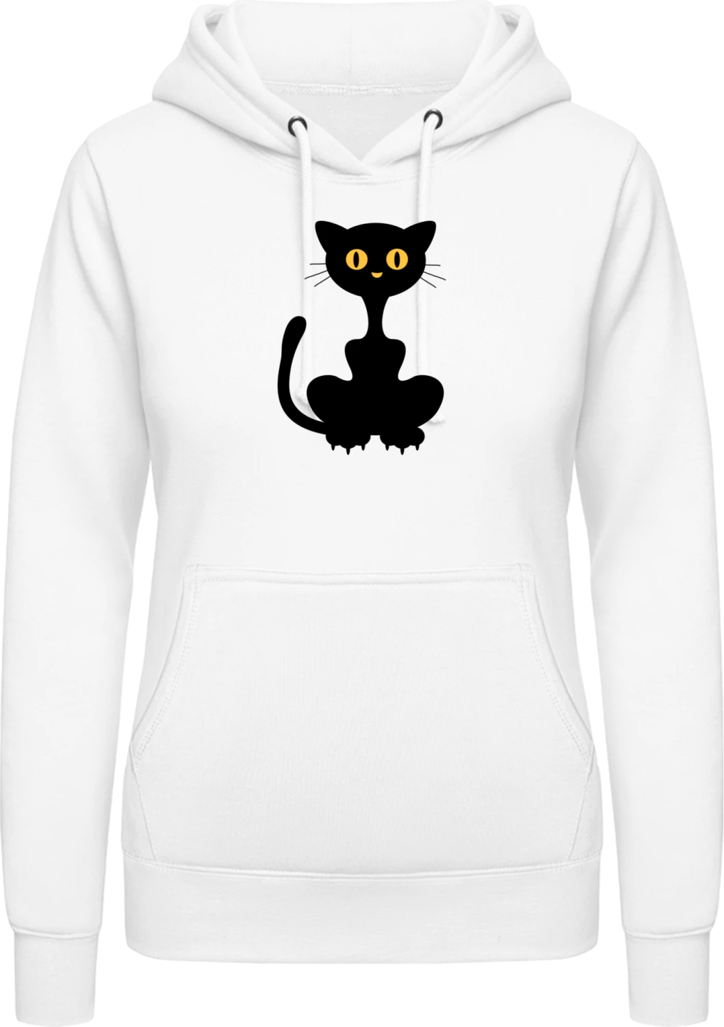 Black Cat - Arctic white AWDis ladies hoodie - Front