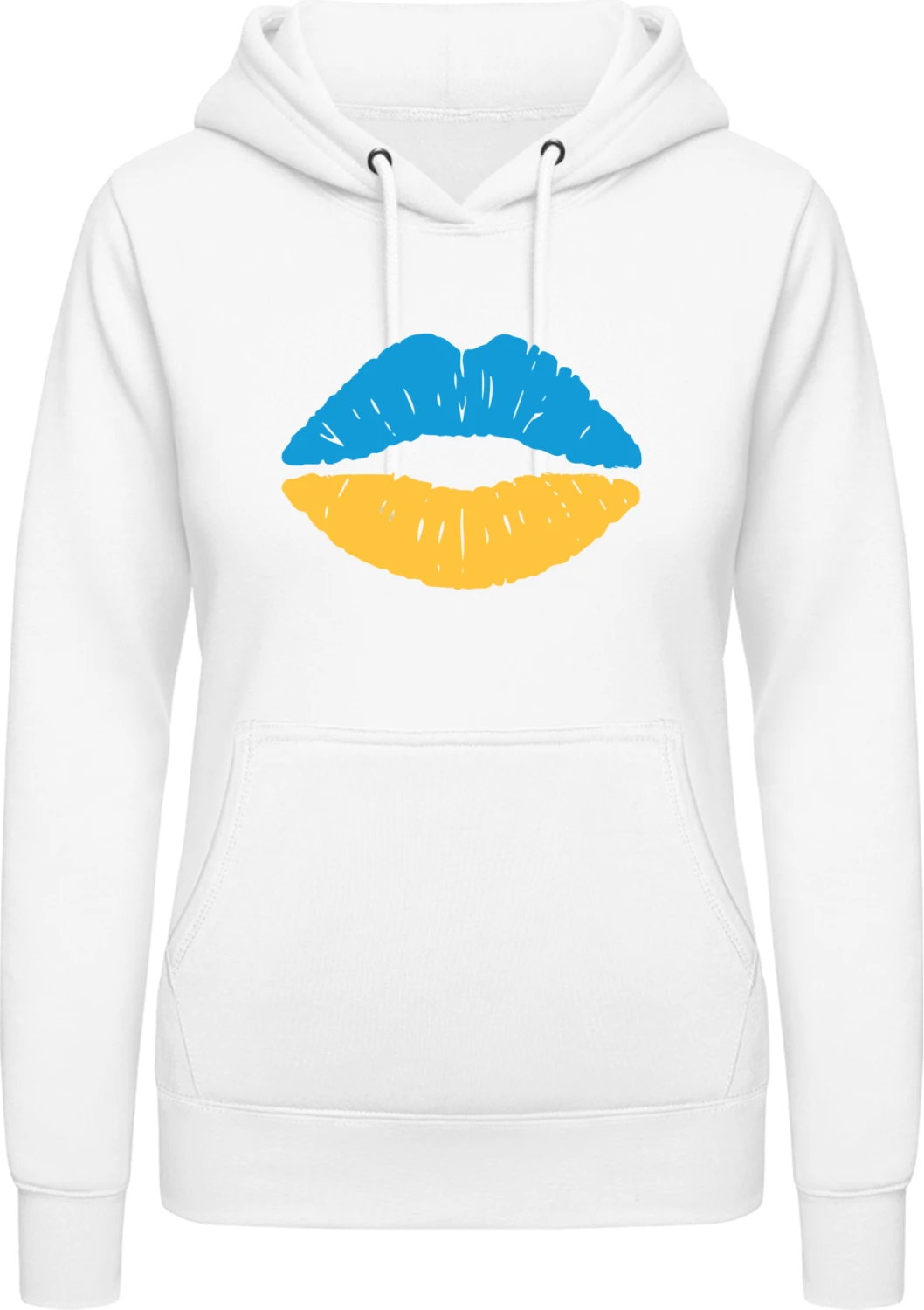 Ukraine Kiss Flag - Arctic white AWDis ladies hoodie - Front