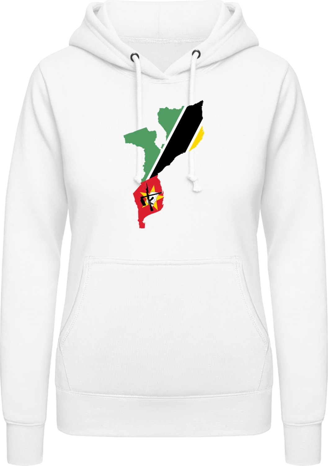 Mozambique Map - Arctic white AWDis ladies hoodie - Front