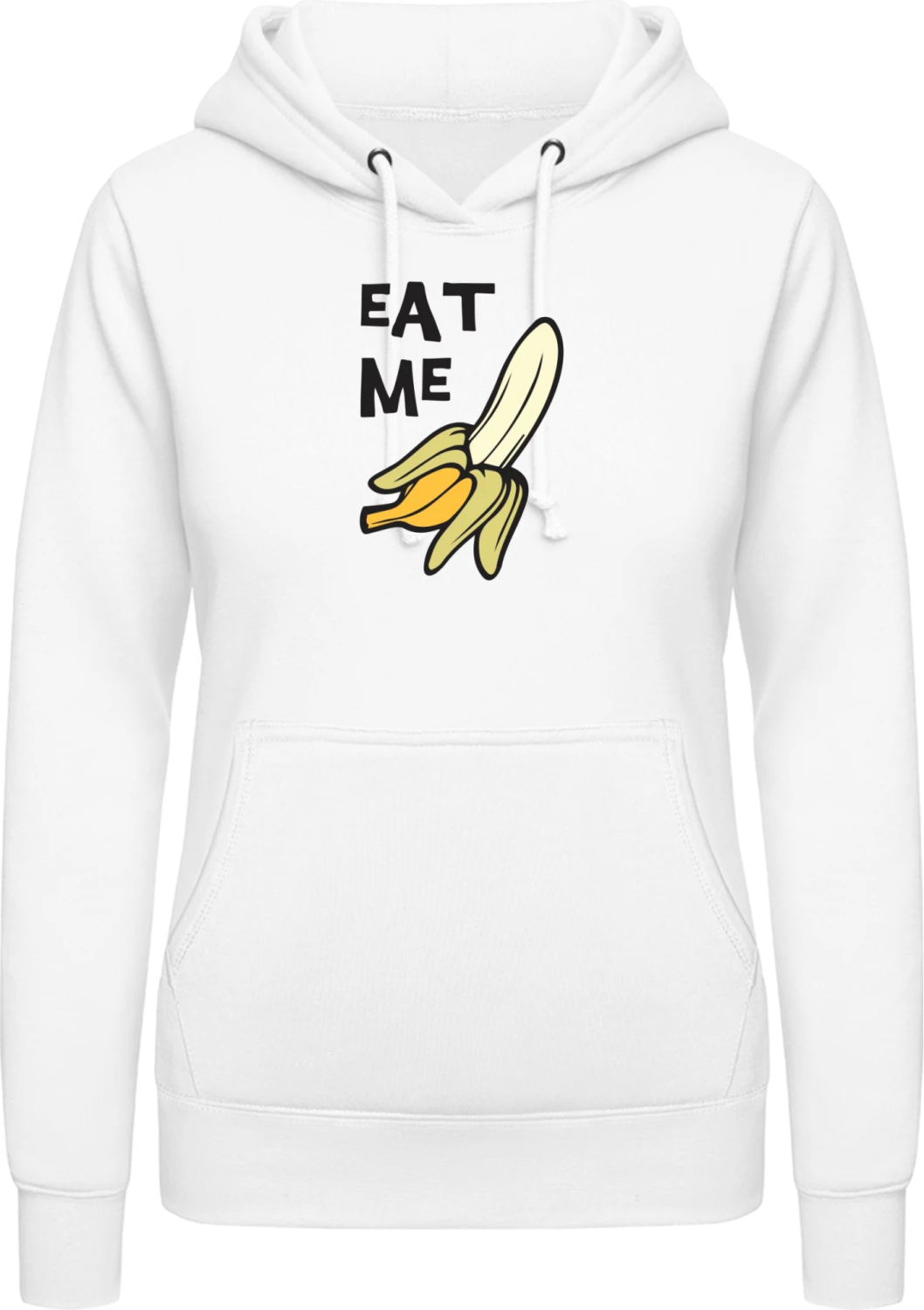 Eat Me Banana - Arctic white AWDis ladies hoodie - Front