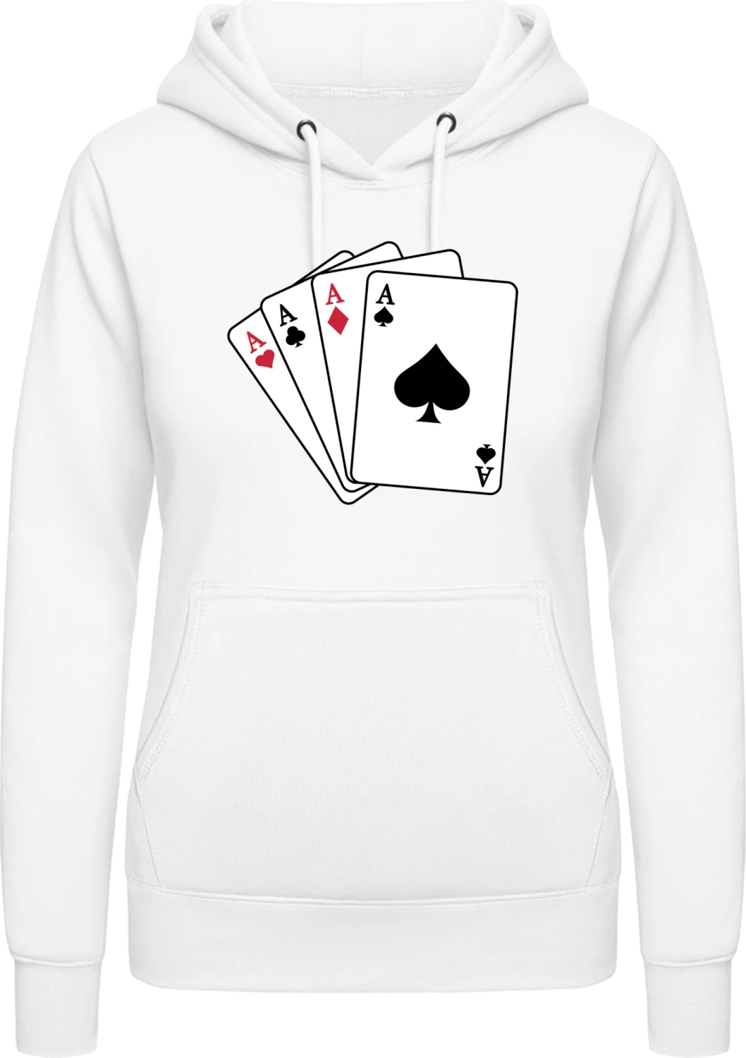 Four Aces Poker - Arctic white AWDis ladies hoodie - Front