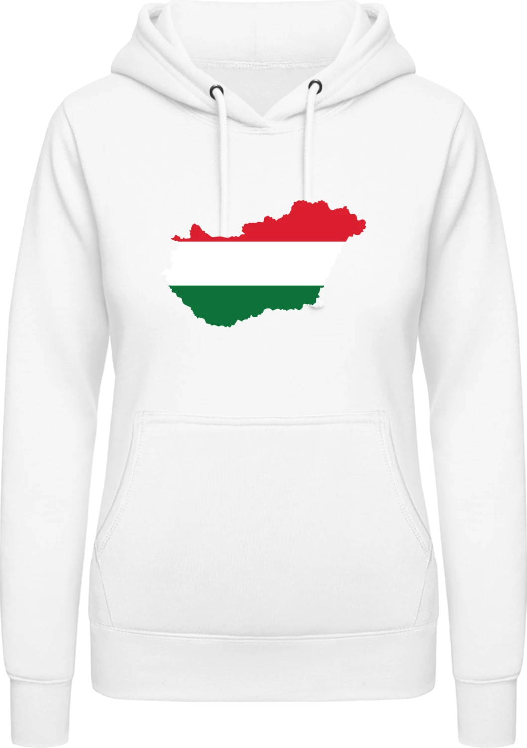 Hungary Map - Arctic white AWDis ladies hoodie - Front