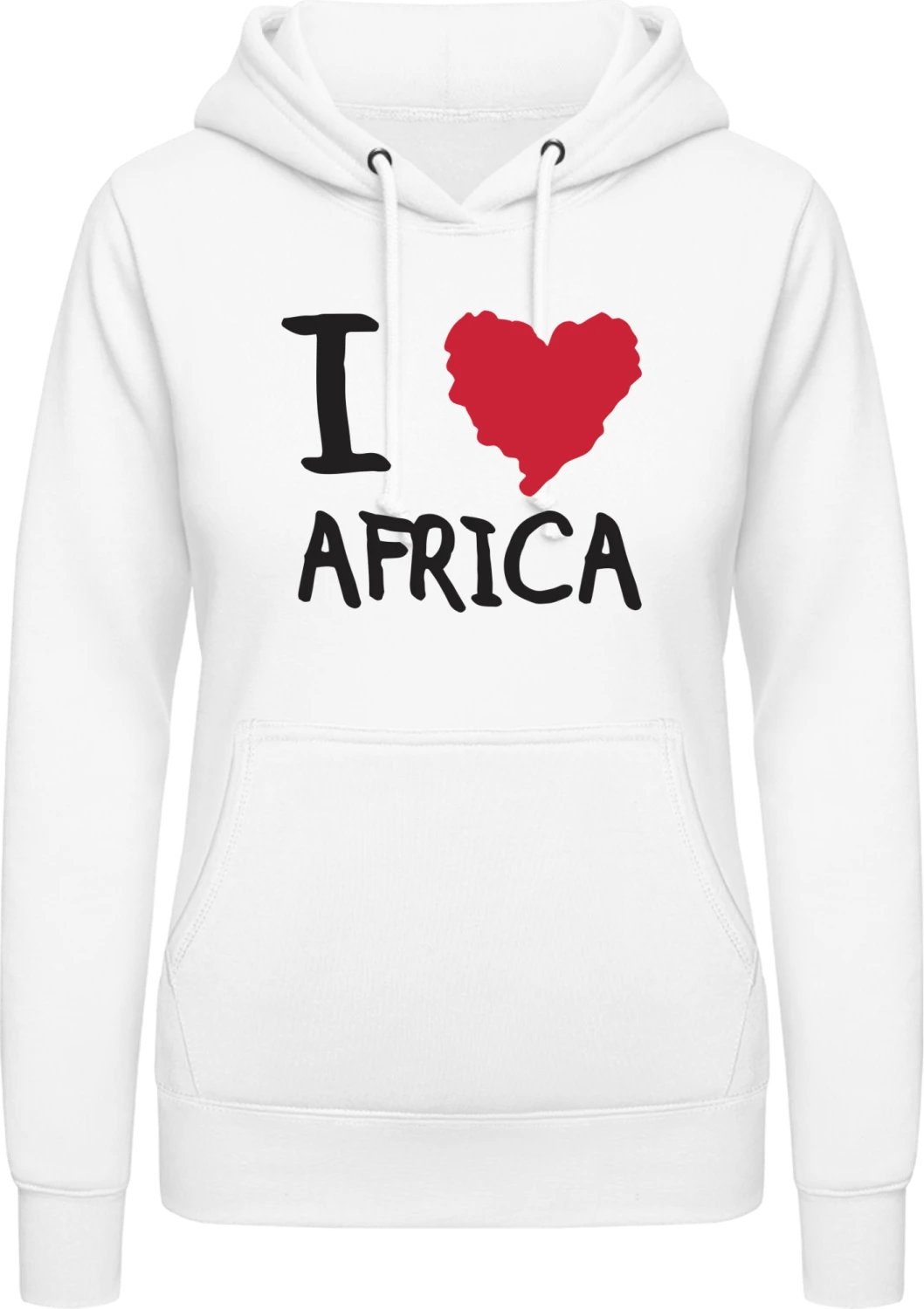 I Love Africa - Arctic white AWDis ladies hoodie - Front