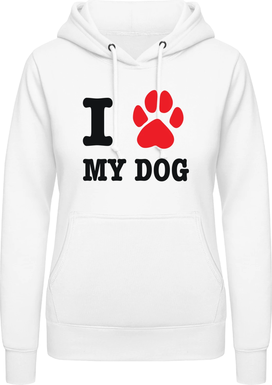 I Heart My Dog - Arctic white AWDis ladies hoodie - Front