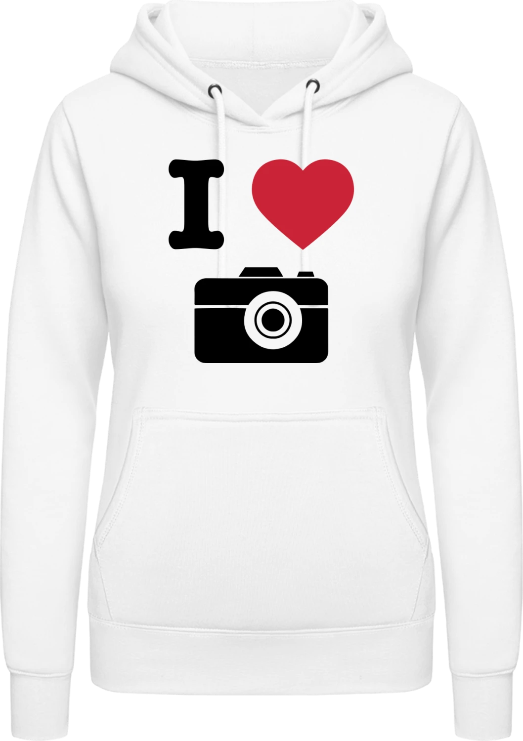 I Love Photos - Arctic white AWDis ladies hoodie - Front