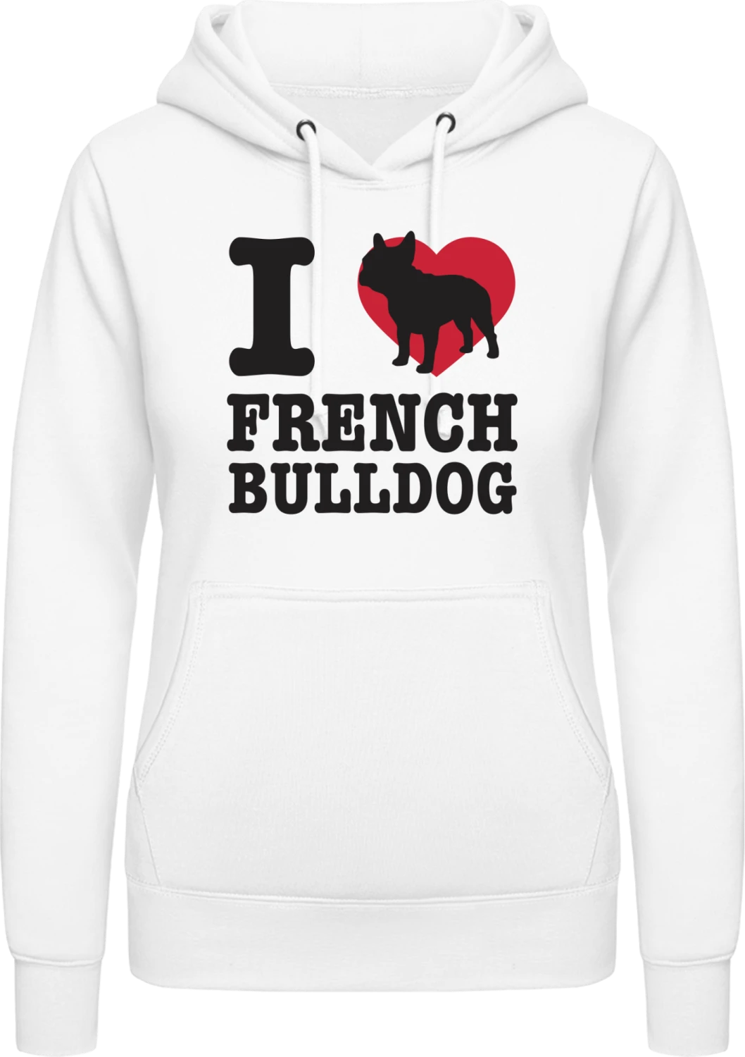 I Love French Bulldog - Arctic white AWDis ladies hoodie - Front