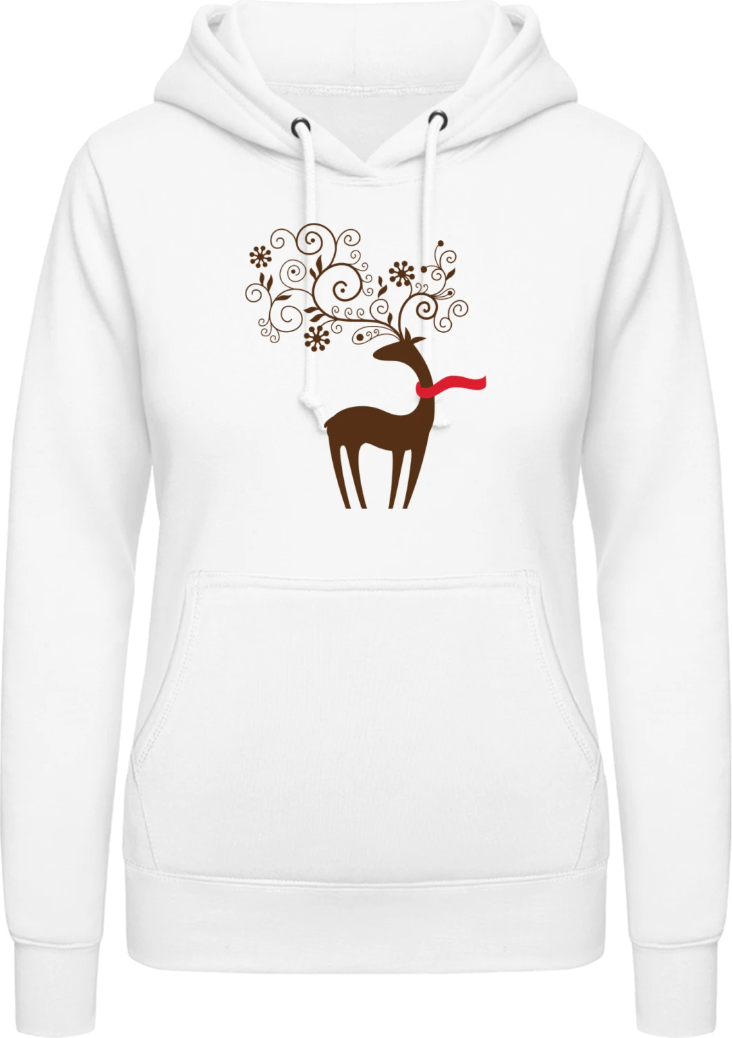 Stylish Winter Reindeer - Arctic white AWDis ladies hoodie - Front