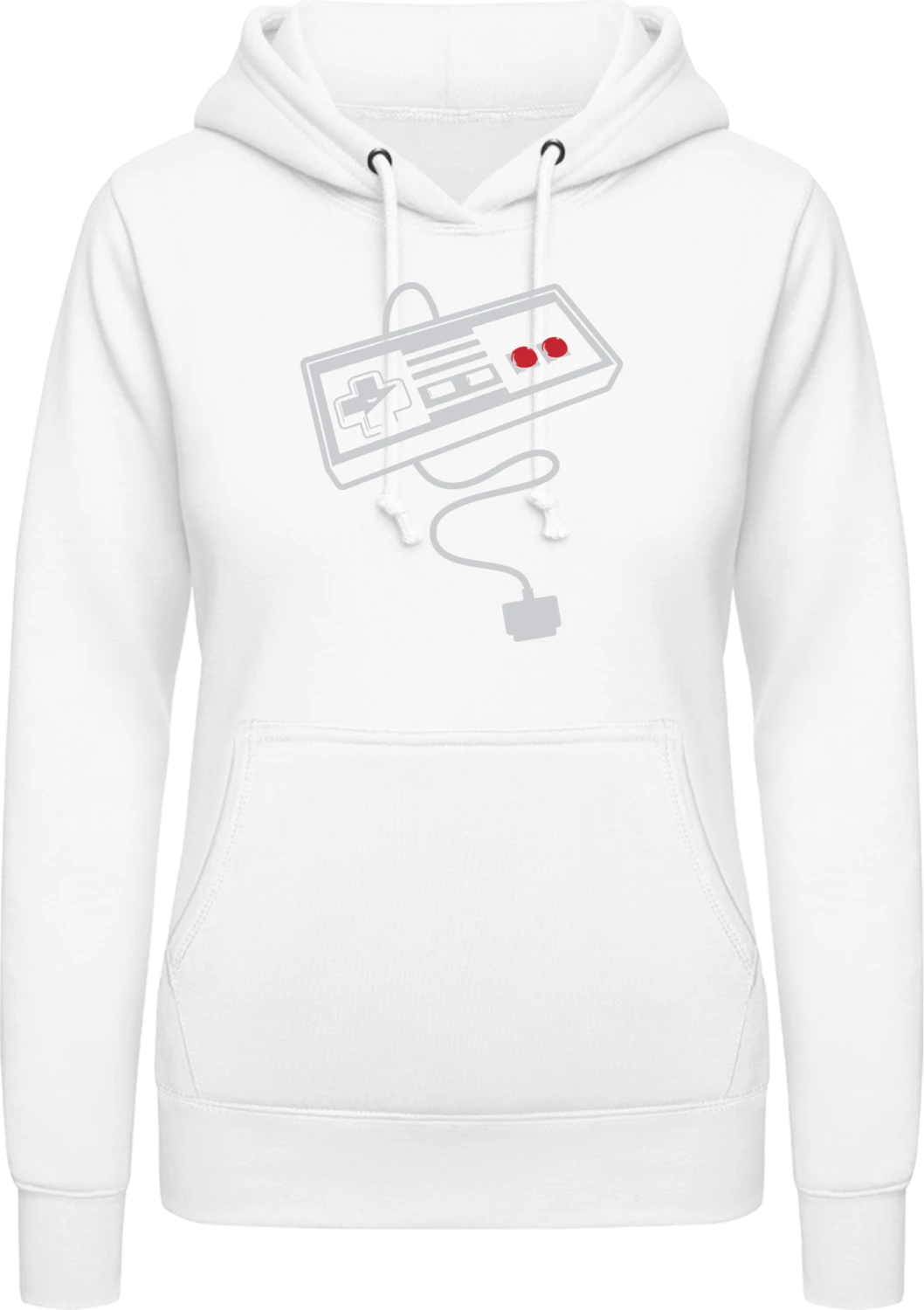 NES Controller - Arctic white AWDis ladies hoodie - Front