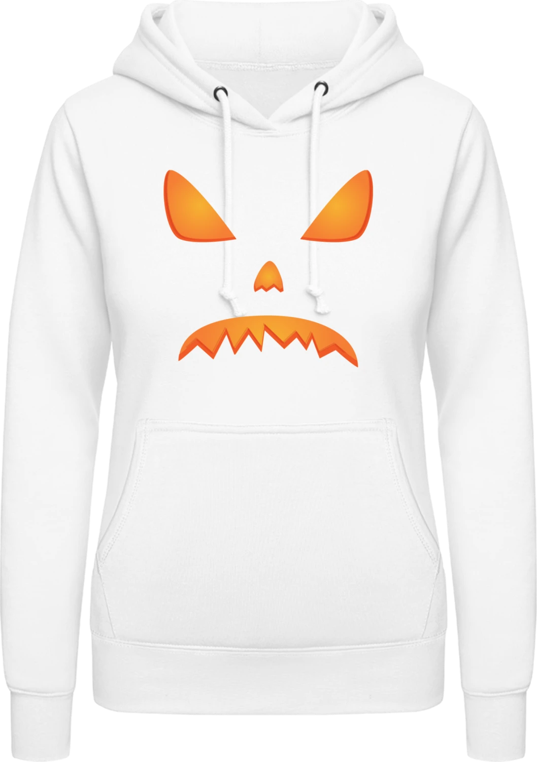 Angry Halloween Pumpkin Effect - Arctic white AWDis ladies hoodie - Front