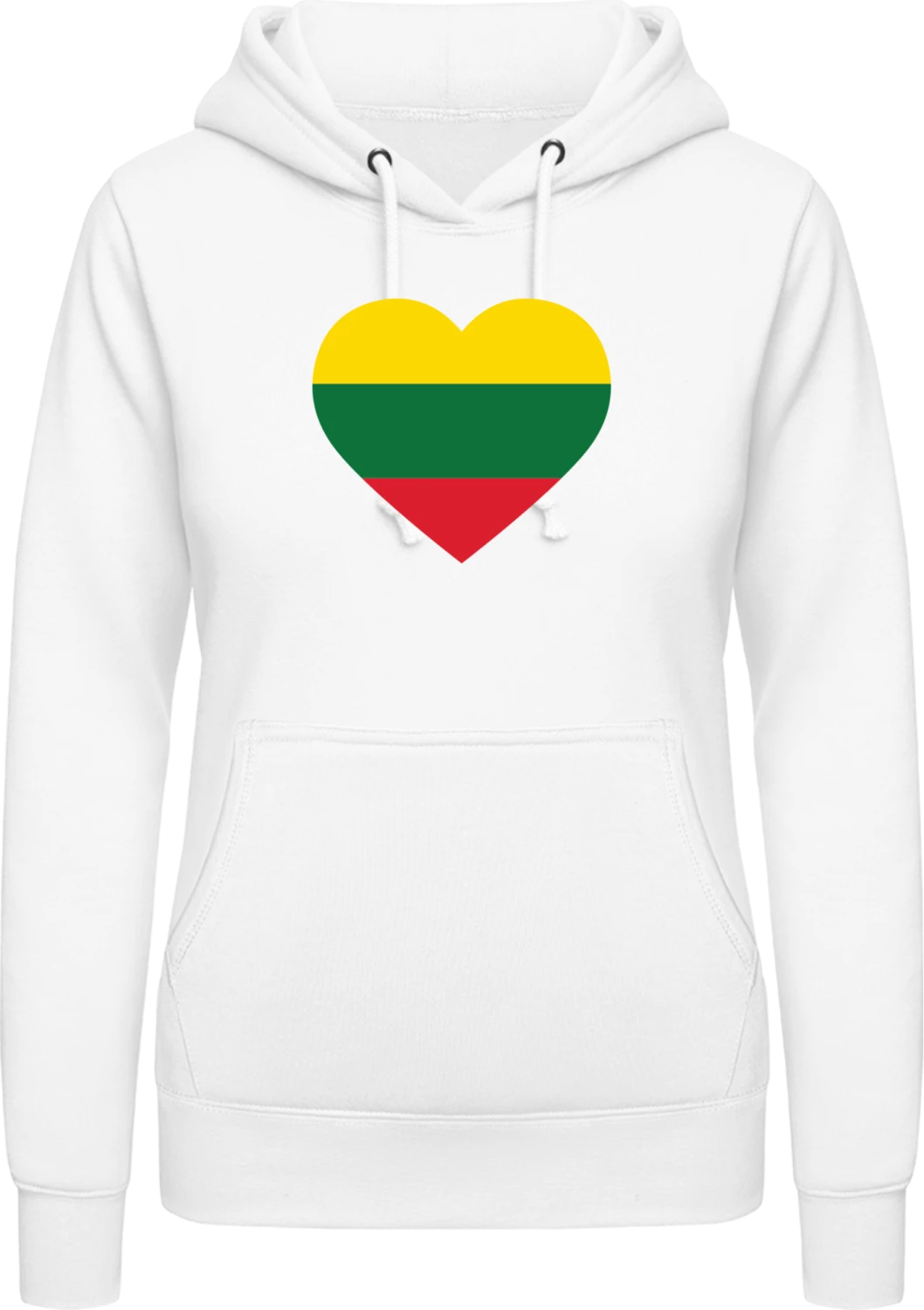 Lithuania Heart Flag - Arctic white AWDis ladies hoodie - Front