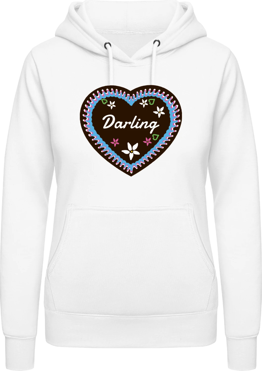 Darling Gingerbread Heart - Arctic white AWDis ladies hoodie - Front