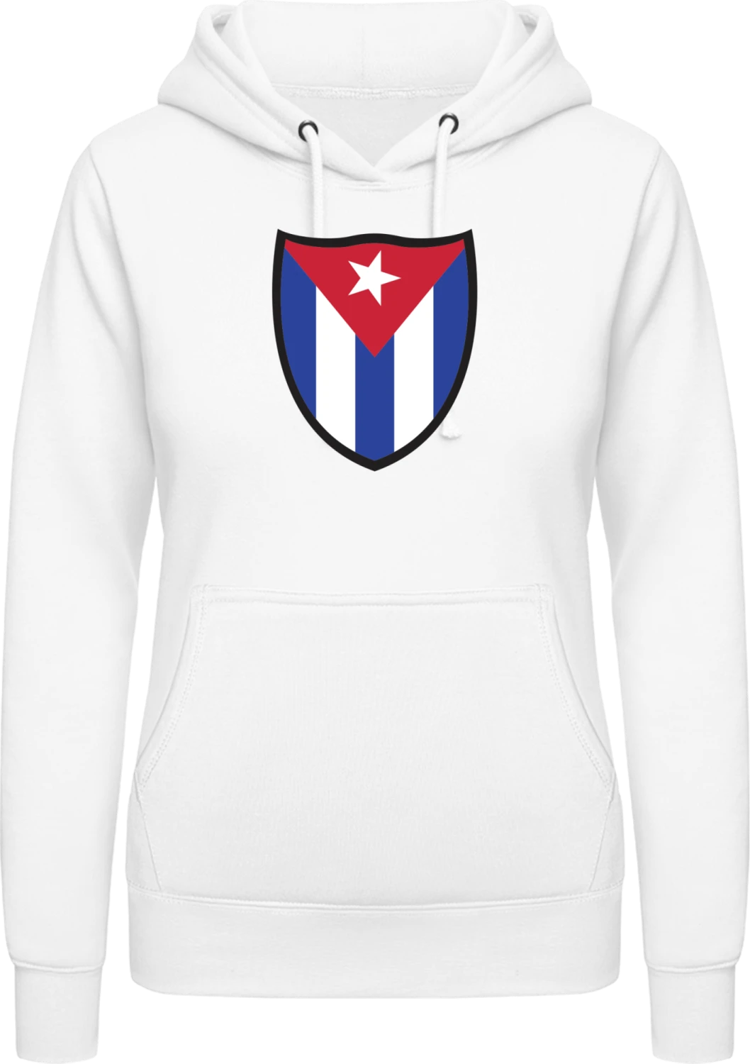 Cuba Flag Shield - Arctic white AWDis ladies hoodie - Front