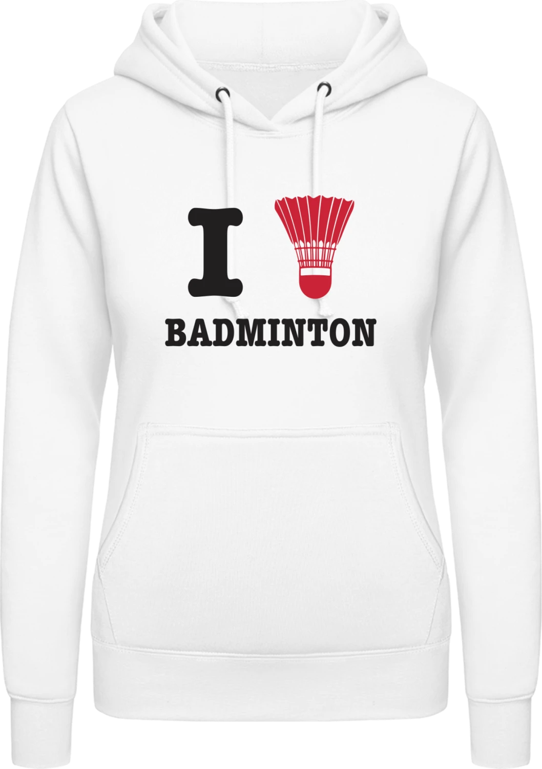 I Love Badminton - Arctic white AWDis ladies hoodie - Front