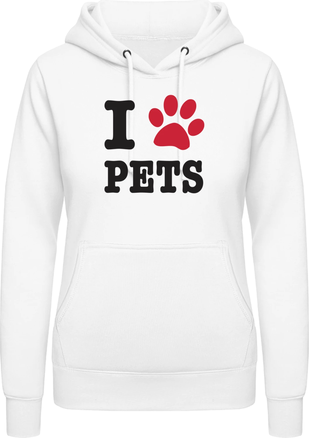 I Love Pets - Arctic white AWDis ladies hoodie - Front