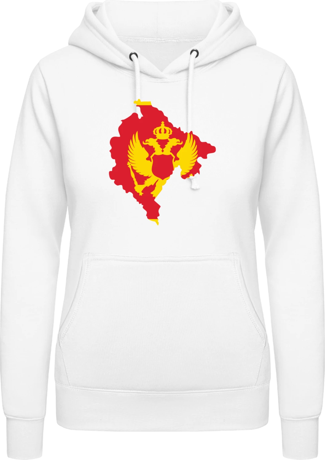 Montenegro Map - Arctic white AWDis ladies hoodie - Front