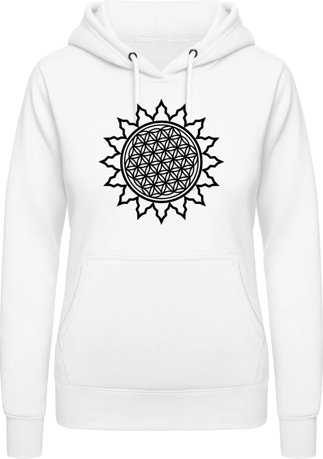 Flower of Life Shining - Arctic white AWDis ladies hoodie - Front