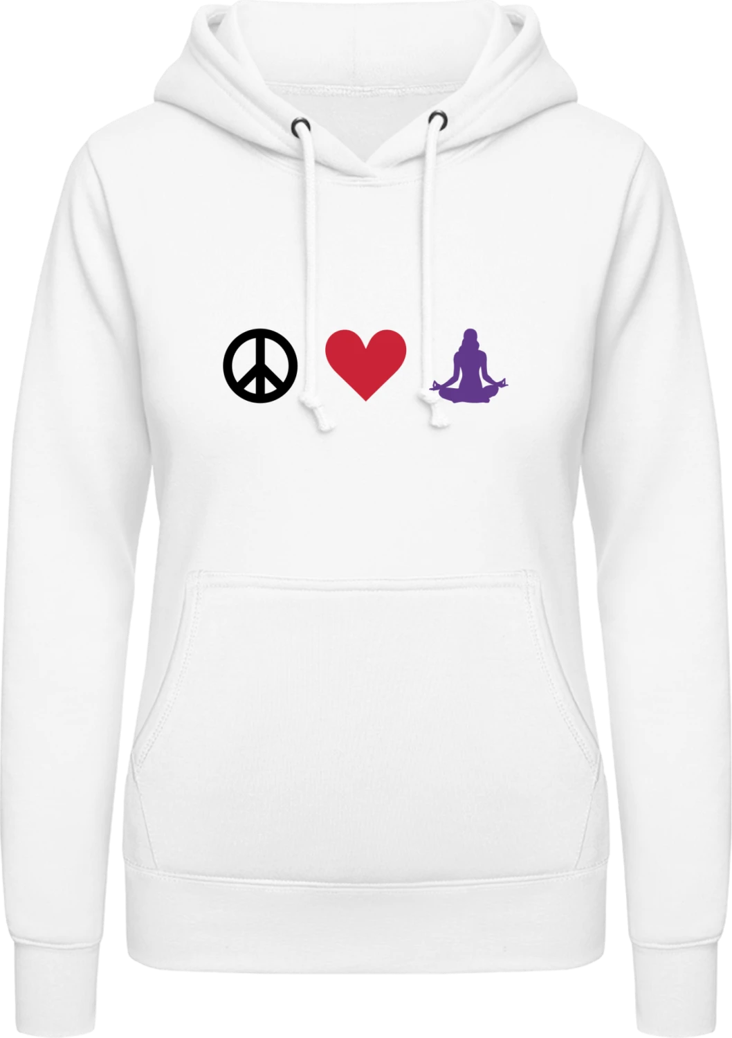 Peace Love And Meditation - Arctic white AWDis ladies hoodie - Front