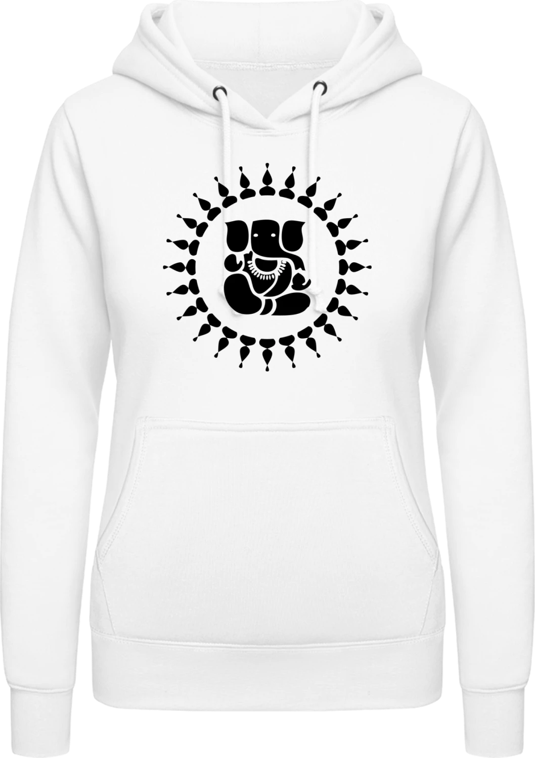 Ganesha Elephant Symbol - Arctic white AWDis ladies hoodie - Front