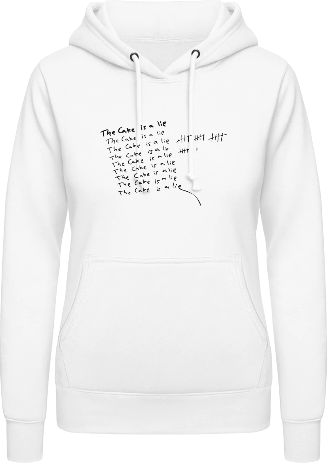 The Cake Is A Lie - Arctic white AWDis ladies hoodie - Front